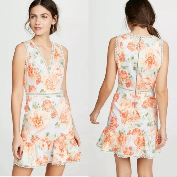 Alice + Olivia Kieran Posey Garden Dusty Orchid Floral Dress With Ruffle - Picture 1 of 10